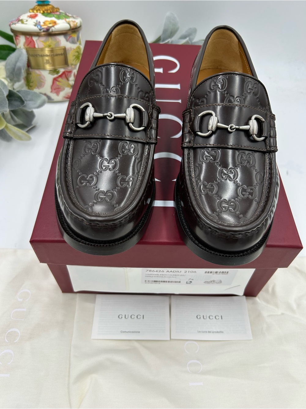 Men's Gucci KAVEH GG embossed leather loafers size 7.5 fits 8.5 US made in Italy - Picture 3 of 12